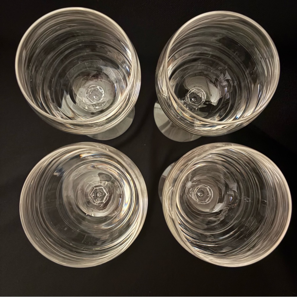 Tiffin Churchill Crystal Goblets Set of 4 Apple Core Stem Vintage - Picture 4 of 6